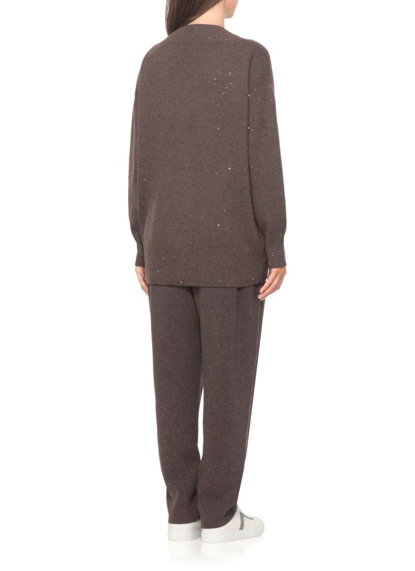 Brunello Cucinelli Brown Cashmere And Silk Sweater