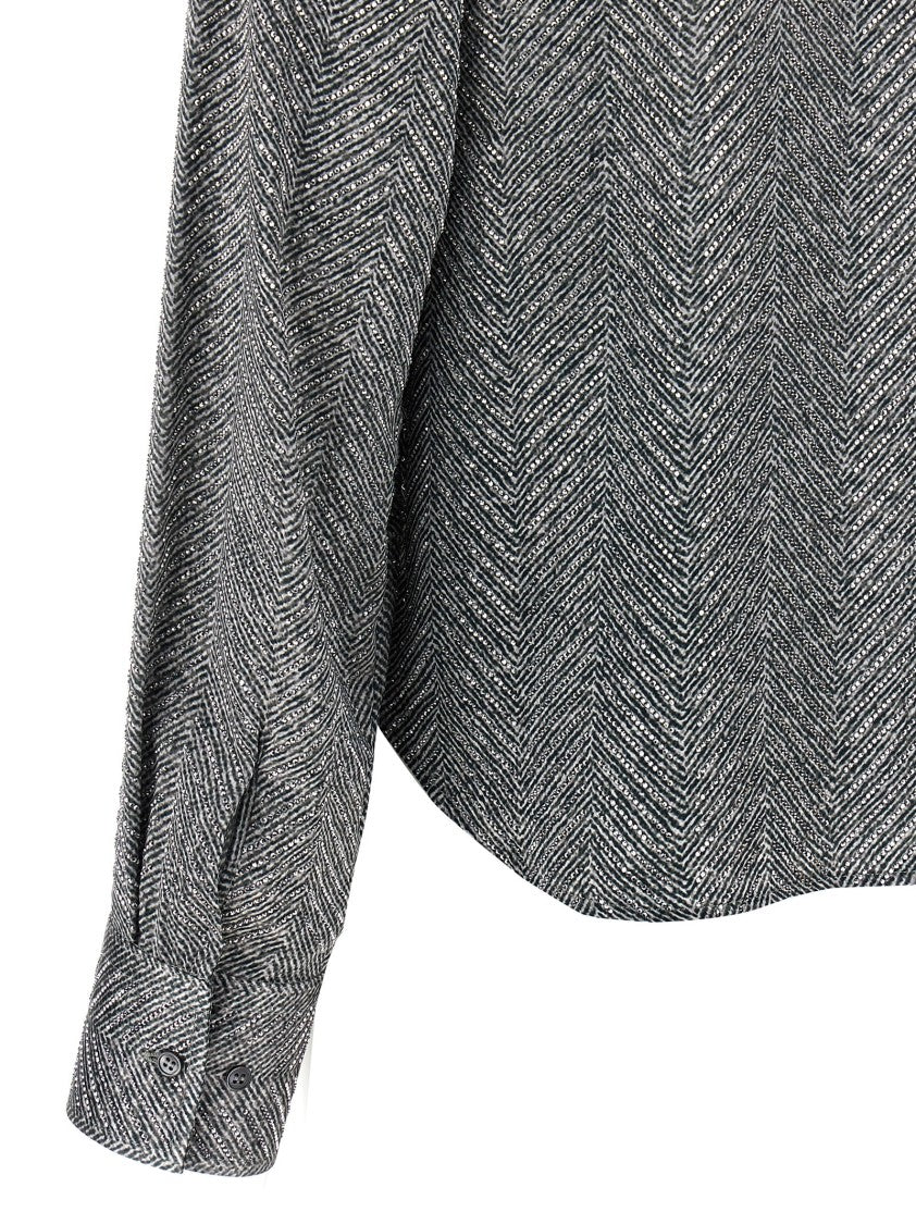 Ermanno Scervino Herringbone Patterned Viscose Shirt