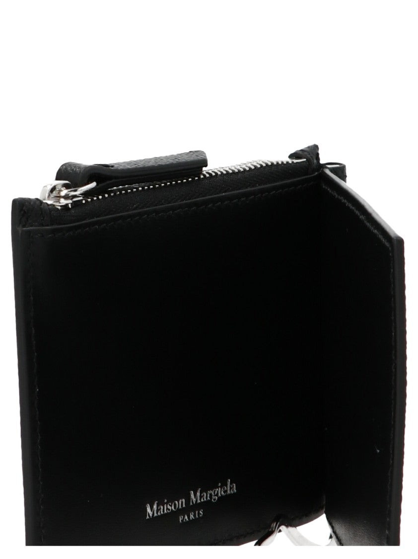 Maison Margiela Leather Wallet With Signature Logo Embroidery