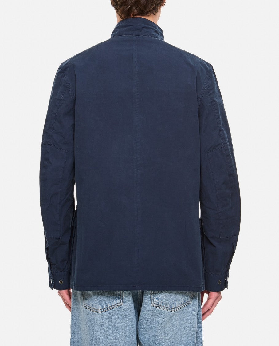Barbour Front Button Closure Jacket With Ribbed Collar