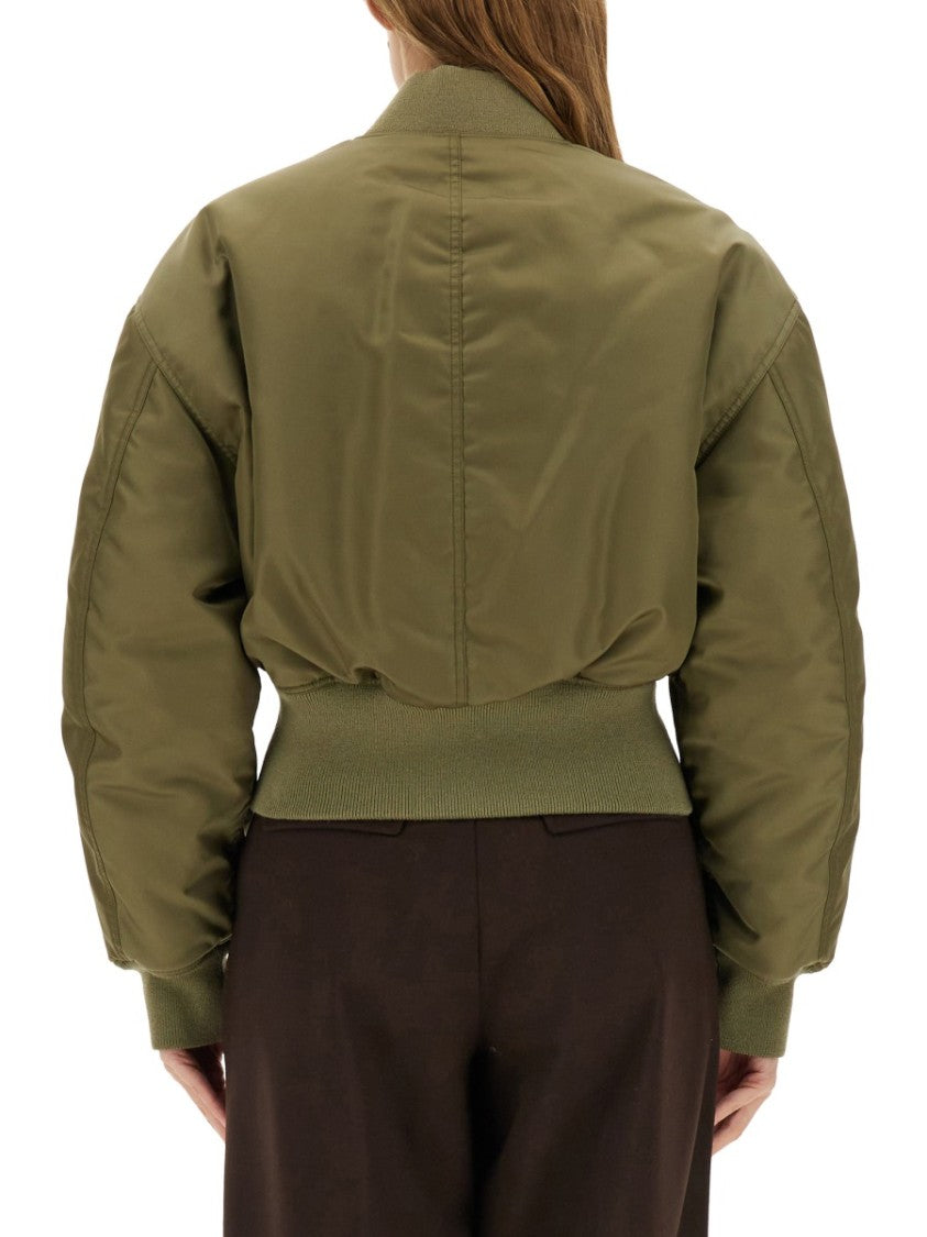 Saint Laurent Cropped Voluminous Nylon Bomber Jacket