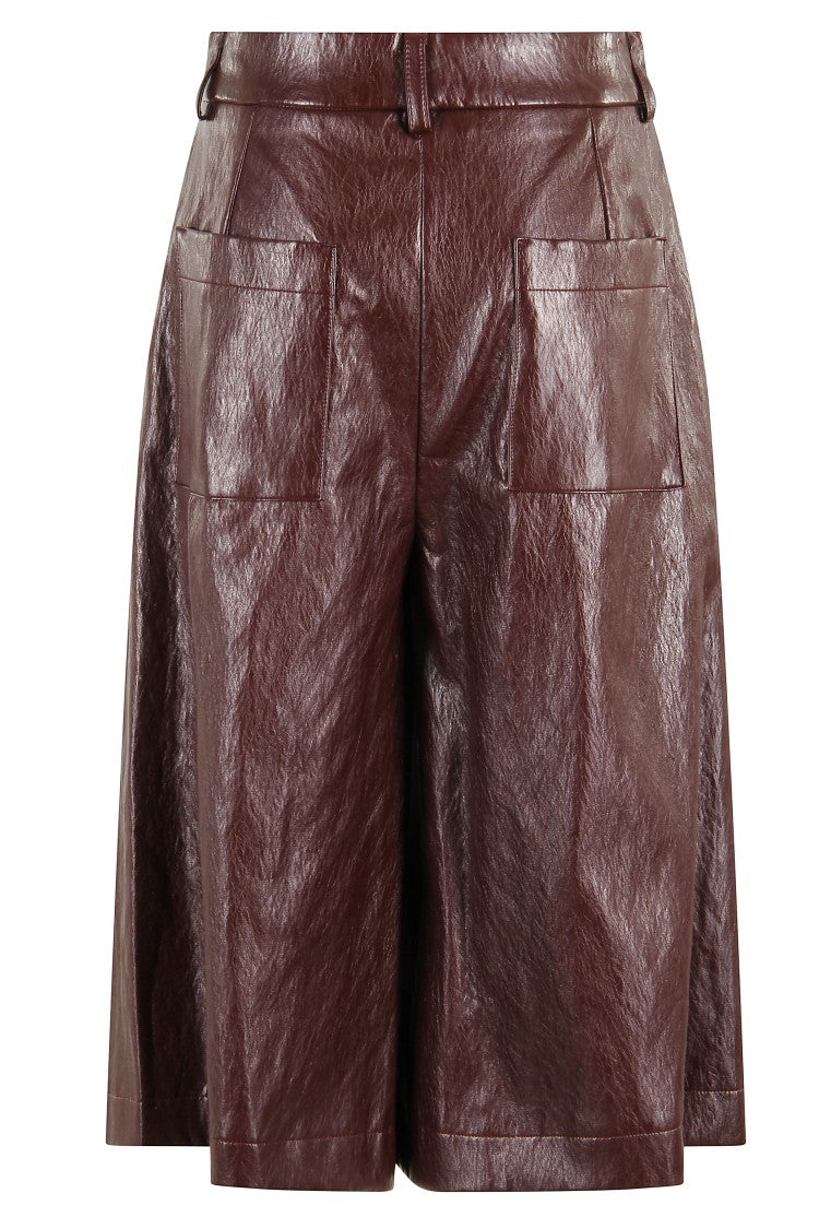 Solotre Wide Leg Pants With Pleated Design And Barolo Finish