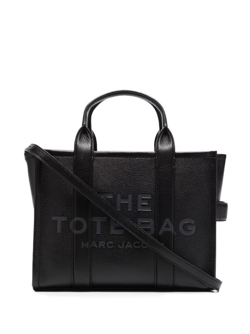 Marc Jacobs Structured Black Leather Handbag With Rounded Top Handles