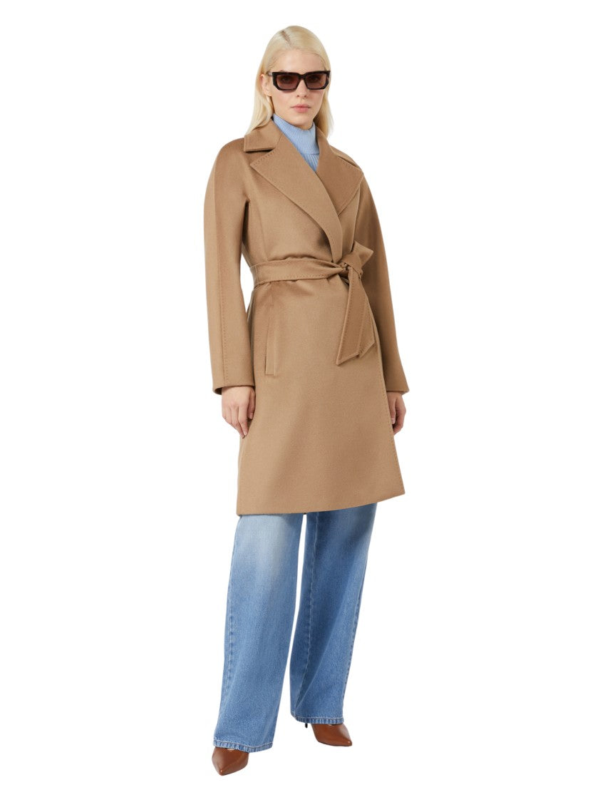 Max Mara Tailored Brown Coat With Wide Lapel Collar