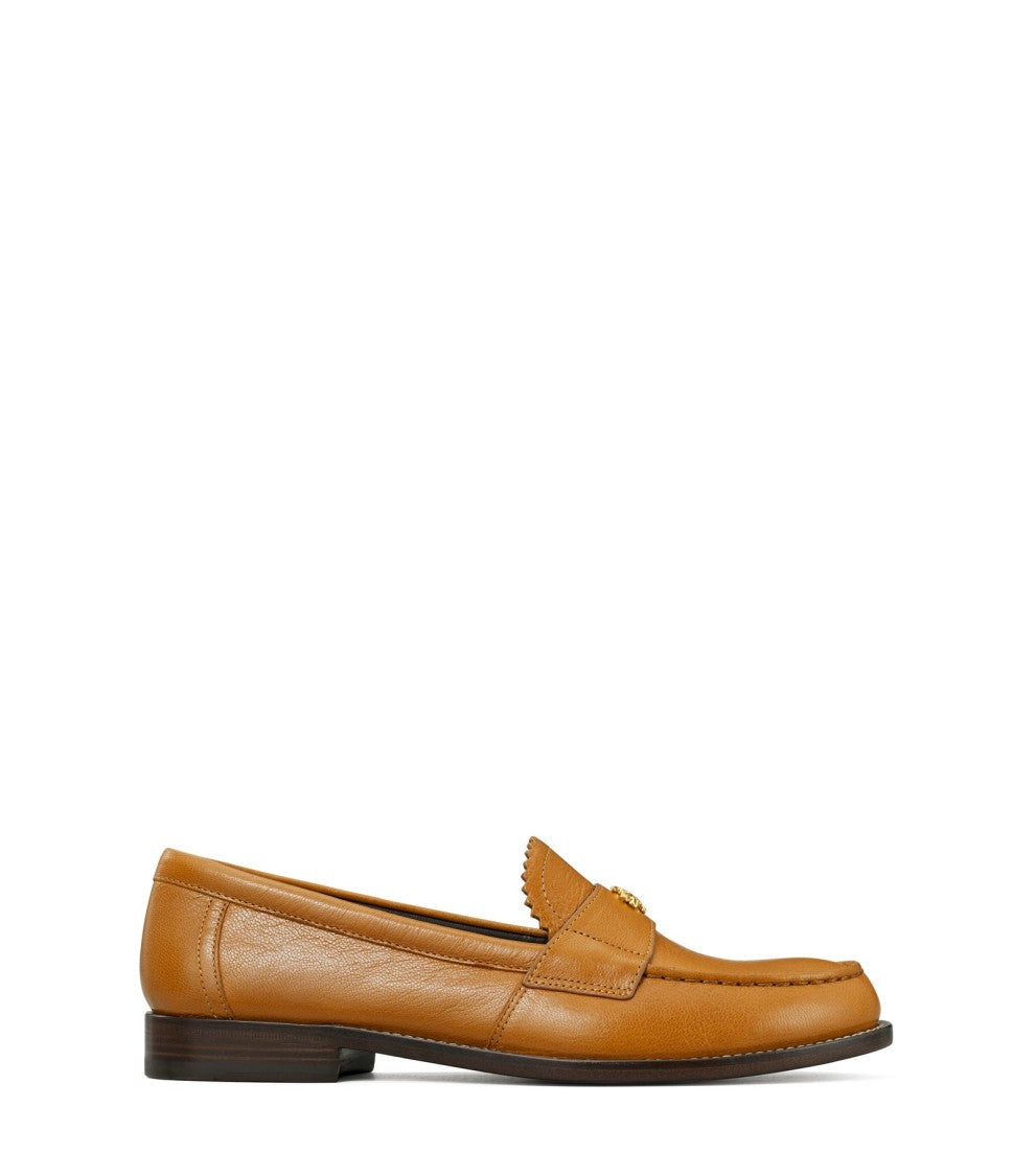 Tory Burch Caprine Leather Classic Loafers With Decorative Emblem