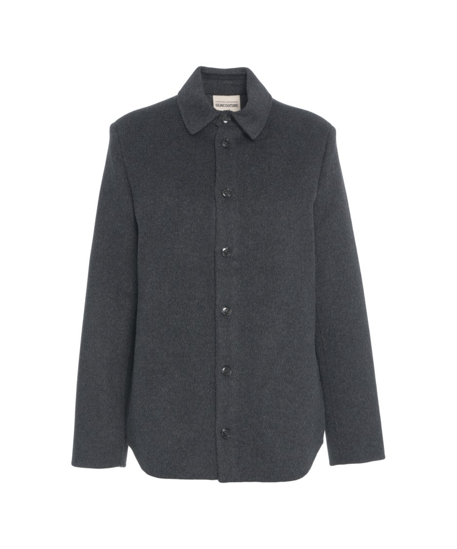 Semi Couture Wool Overshirt With Classic Collar