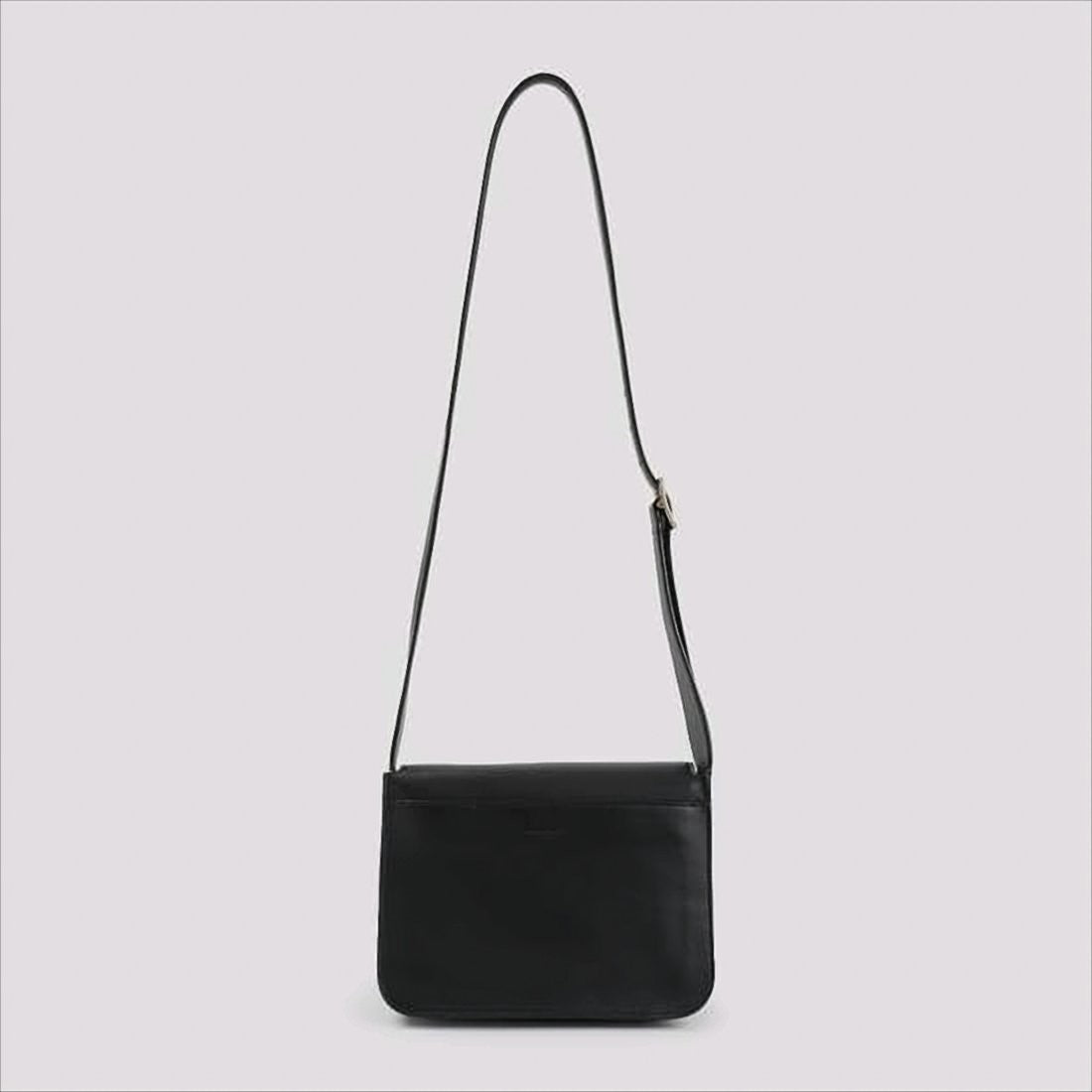 Saint Laurent Structured Leather Shoulder Bag With Metallic Logo Emblem