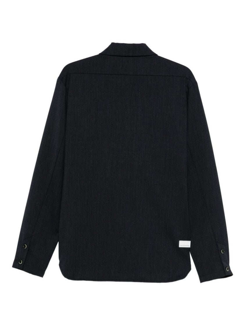Nine In The Morning Classic Structured Collar Blue Shirt With Chest Pockets