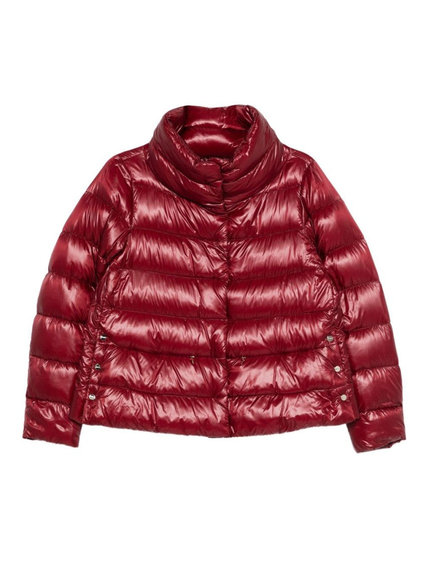 Herno Bordeaux High-Collar Puffer Jacket With Cropped Fit