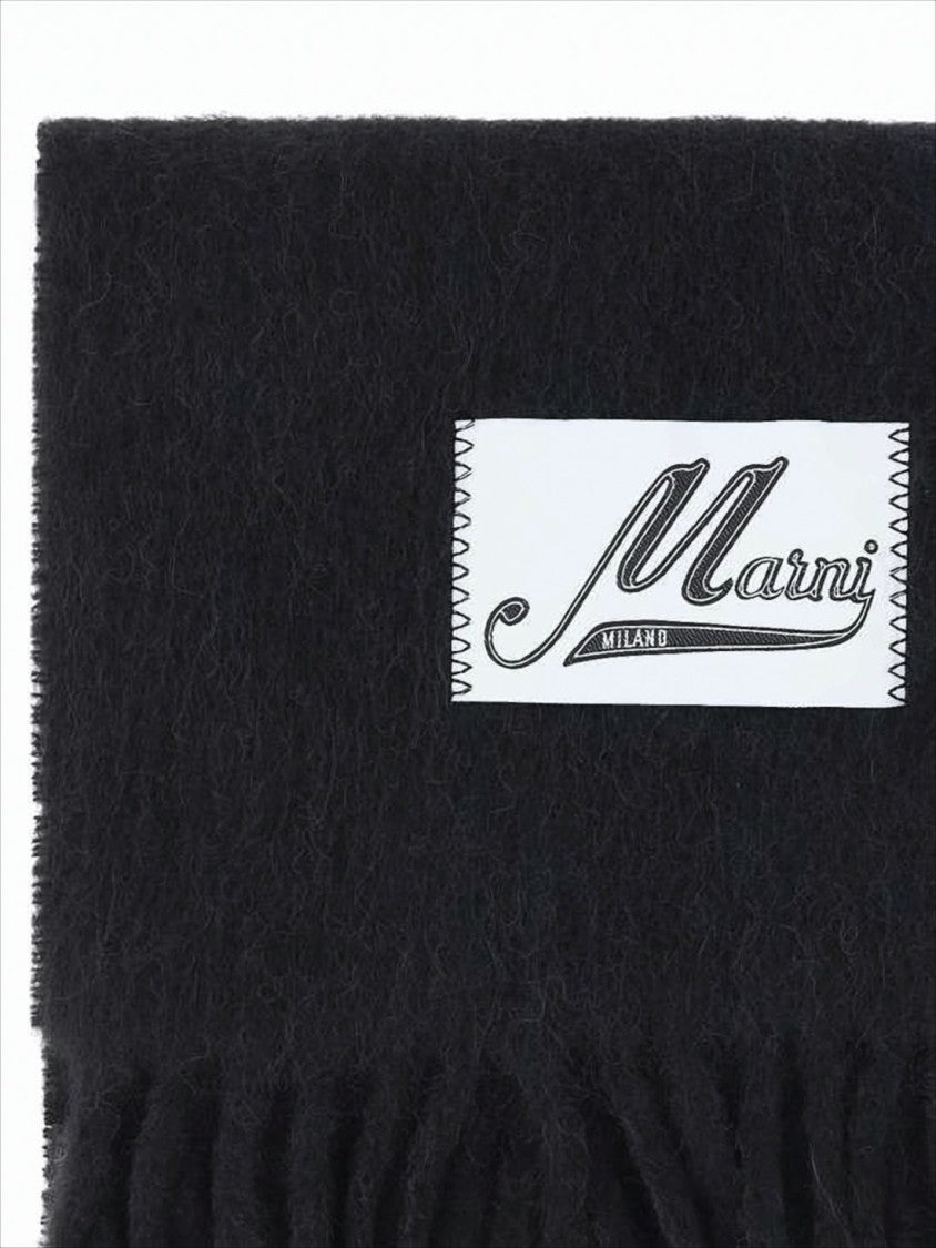 Marni Rectangular Alpaca-Blend Scarf With Fringed Edges