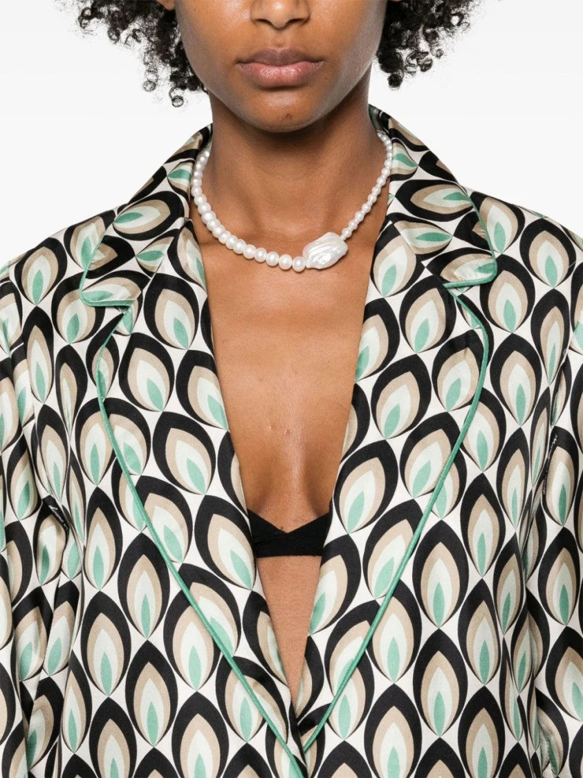 Lorena Antoniazzi Graphic-Print Silk Blazer