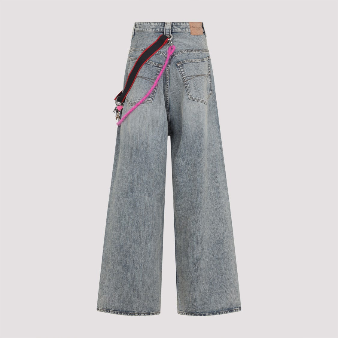 Balenciaga Wide-Leg High Waist Jeans With Unique Accessory Chain