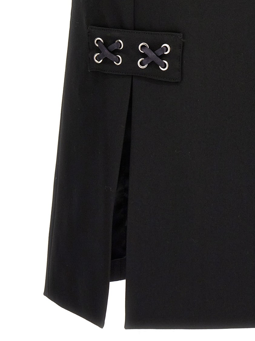 Alessandra Rich Lace-Up Wool Blend Skirt