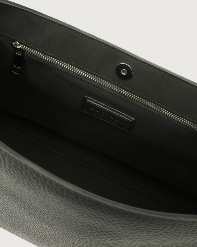 Orciani Structured Black Handbag With Textured Leather