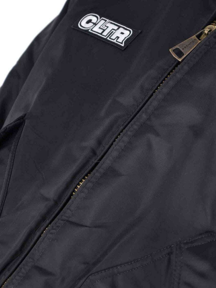 Cultura Structured Black Jacket With Minimalist Design And Zipper Closure