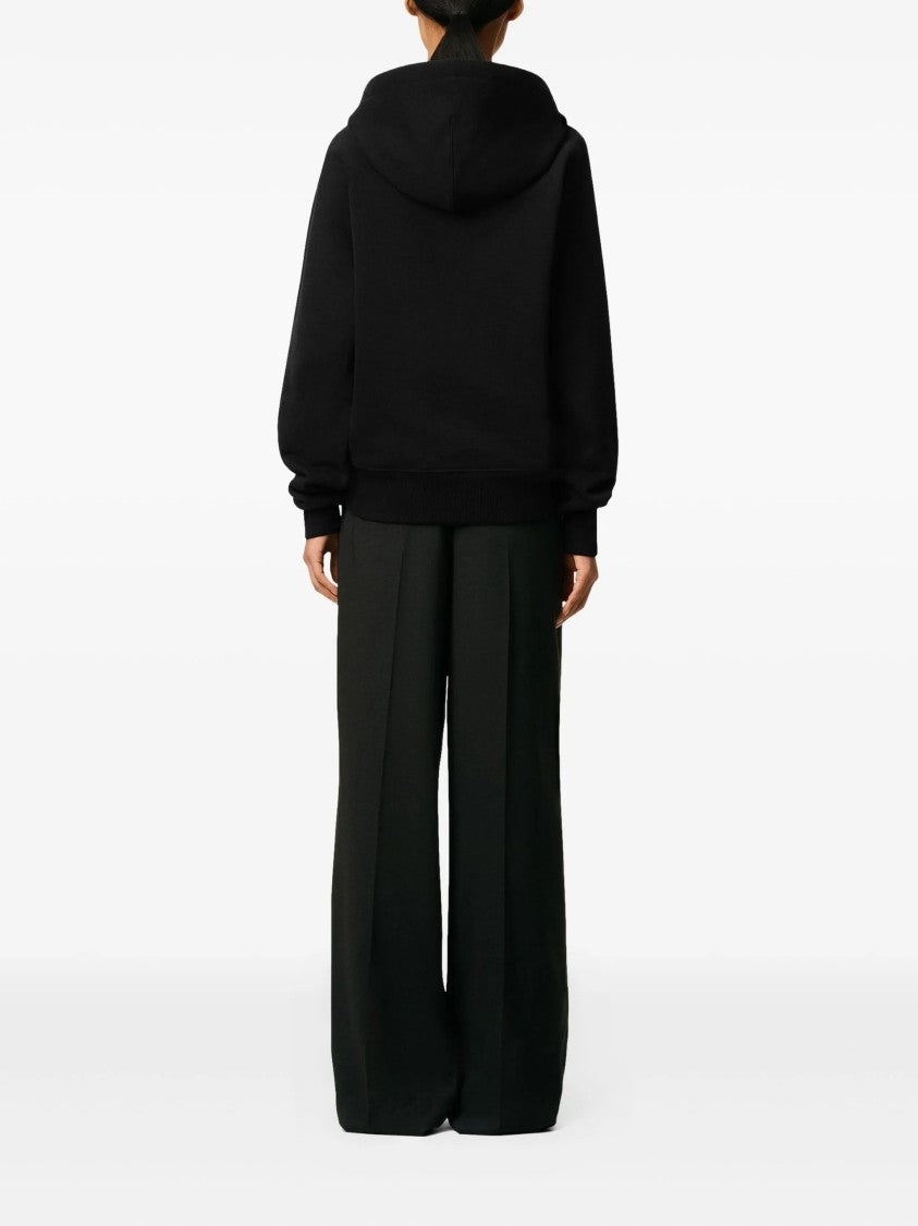 Ami Black Zip-Up Hoodie With Drawstring Hood