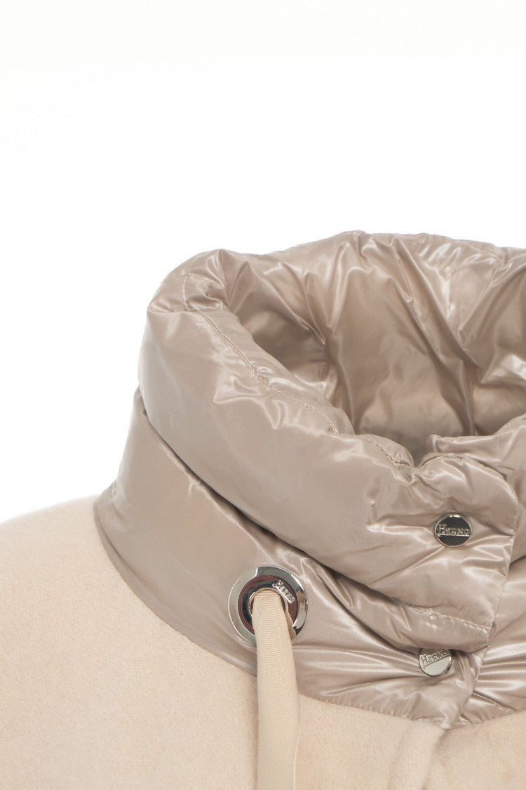 Herno Beige Wool-Cashmere Blend Cape With Quilted Detailing