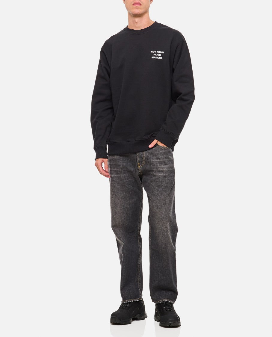 Drôle De Monsieur Black Sweatshirt With Bold Slogan And Elastic Hems