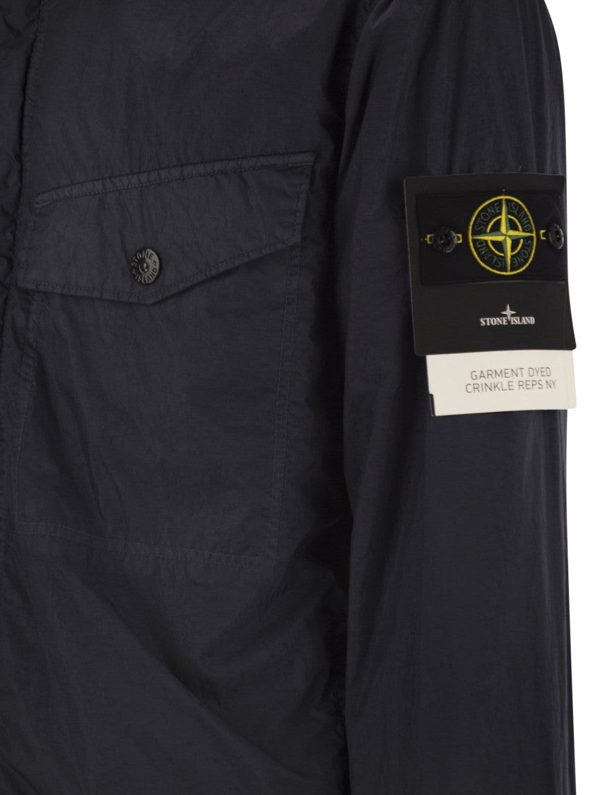 Stone Island Soft Nylon Shirt-Style Jacket With Concealed Closure