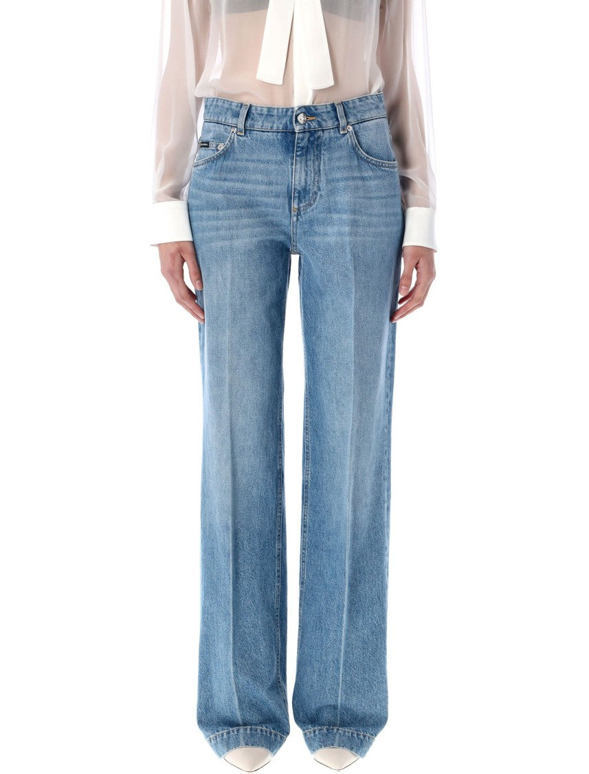 Dolce & Gabbana Straight-Leg Light Blue Denim Jeans