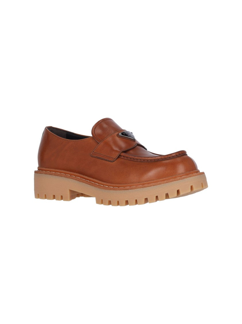 Prada Logo Loafers – Brown