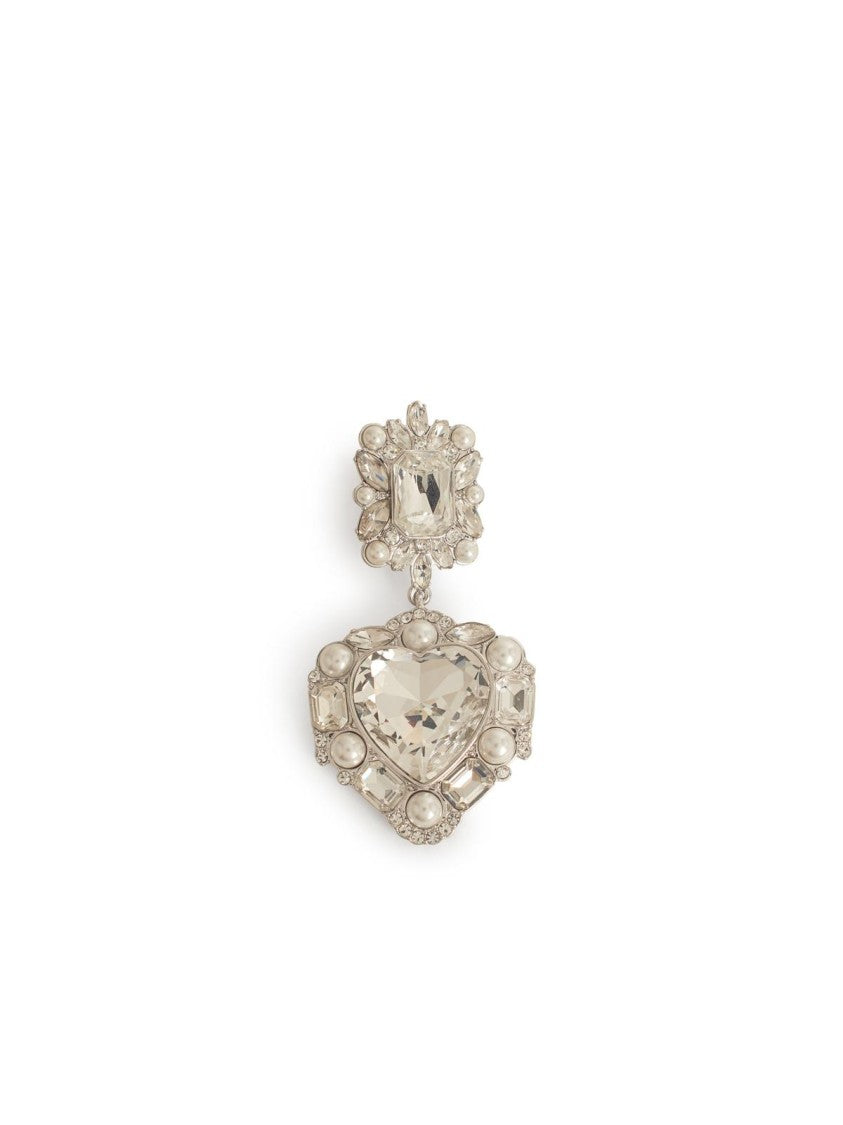 Self-Portrait Heart' Silver Brass Earrings