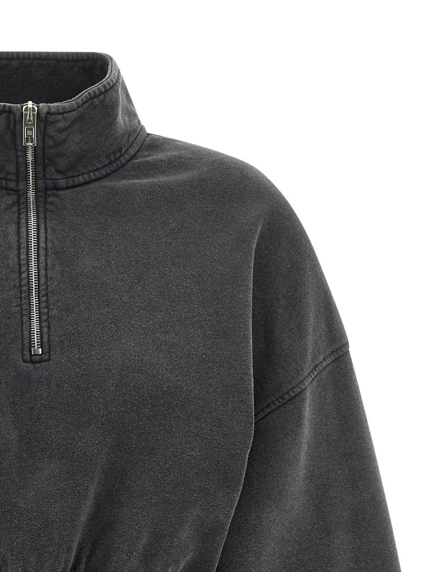 T By Alexander Wang Cropped Cotton Sweatshirt With High Neck