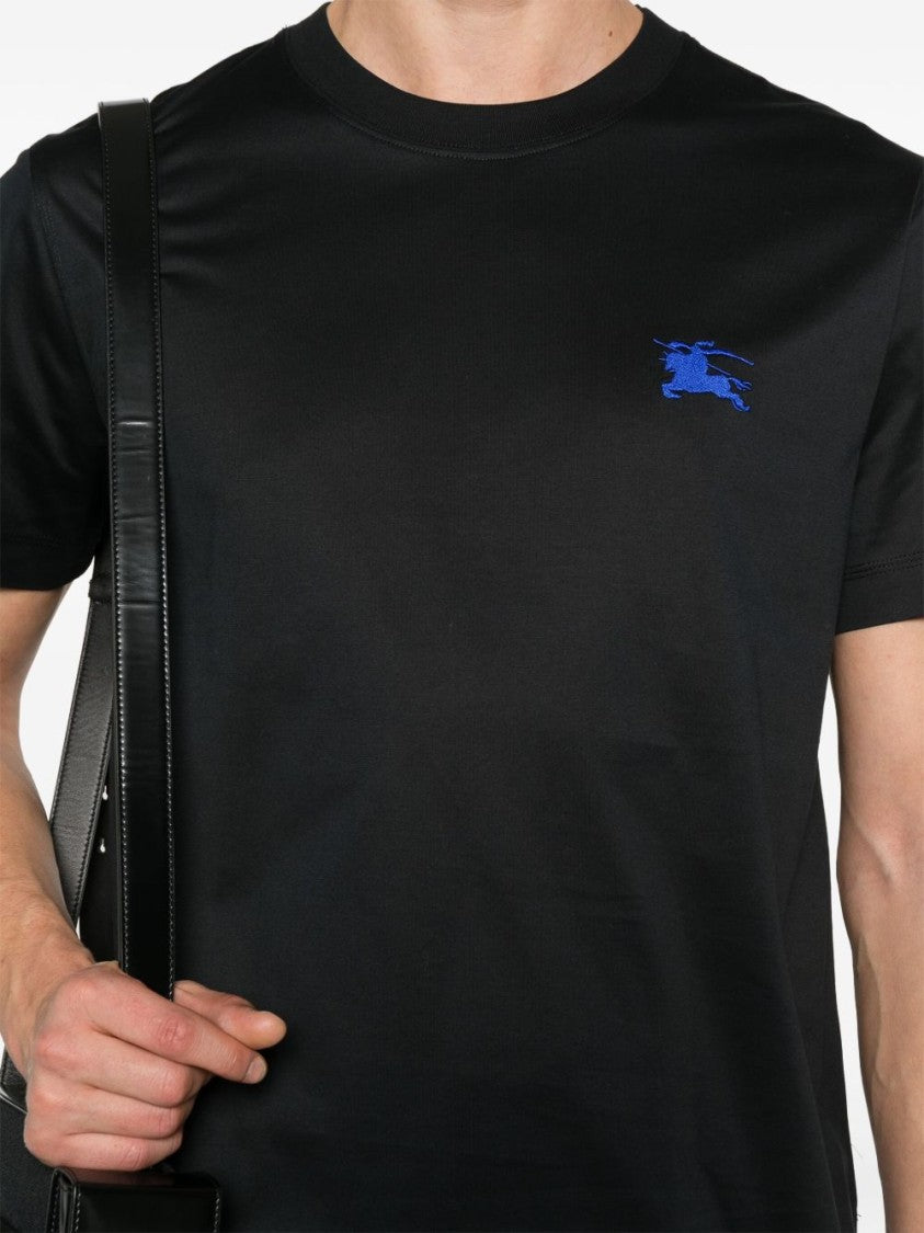 Burberry Black Crew Neck T-Shirt With Embroidered Logo