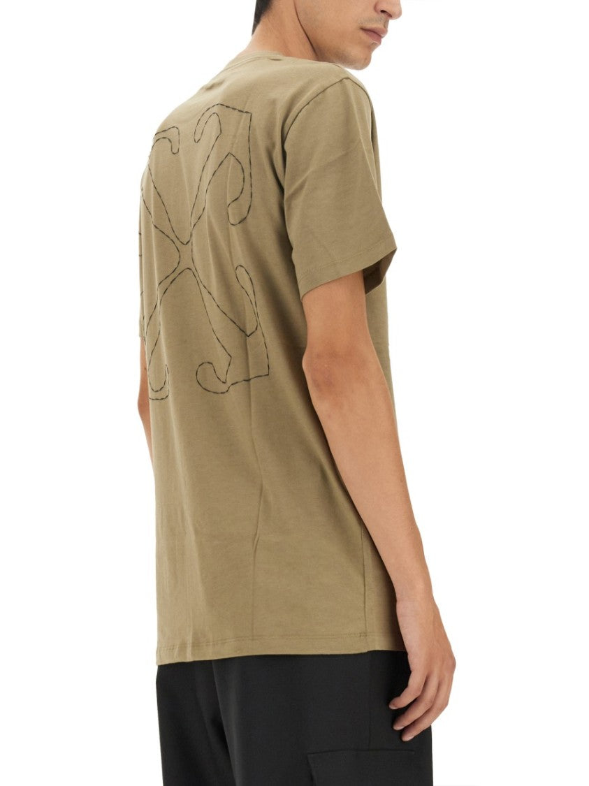 Off-White Oversized T-Shirt With Back Arrow Embroidery