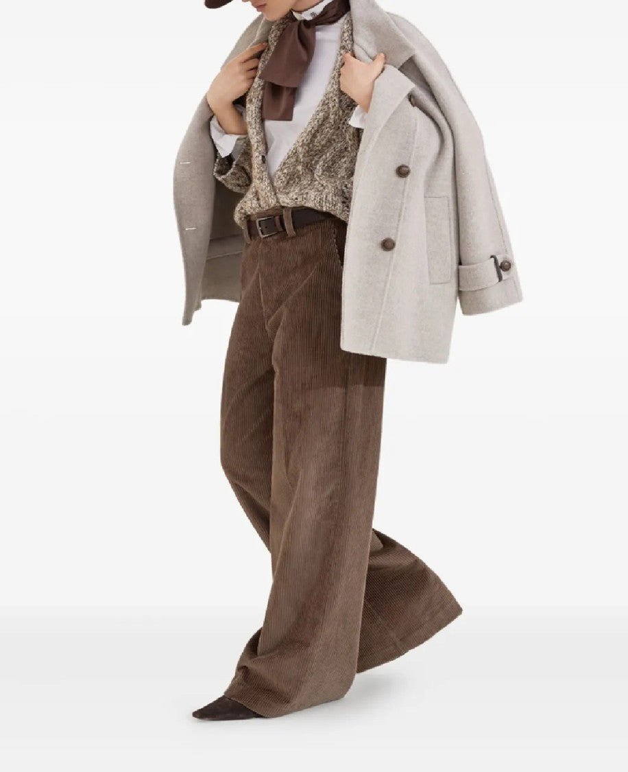 Brunello Cucinelli Double-Breasted Short Coat With Wide Sleeves