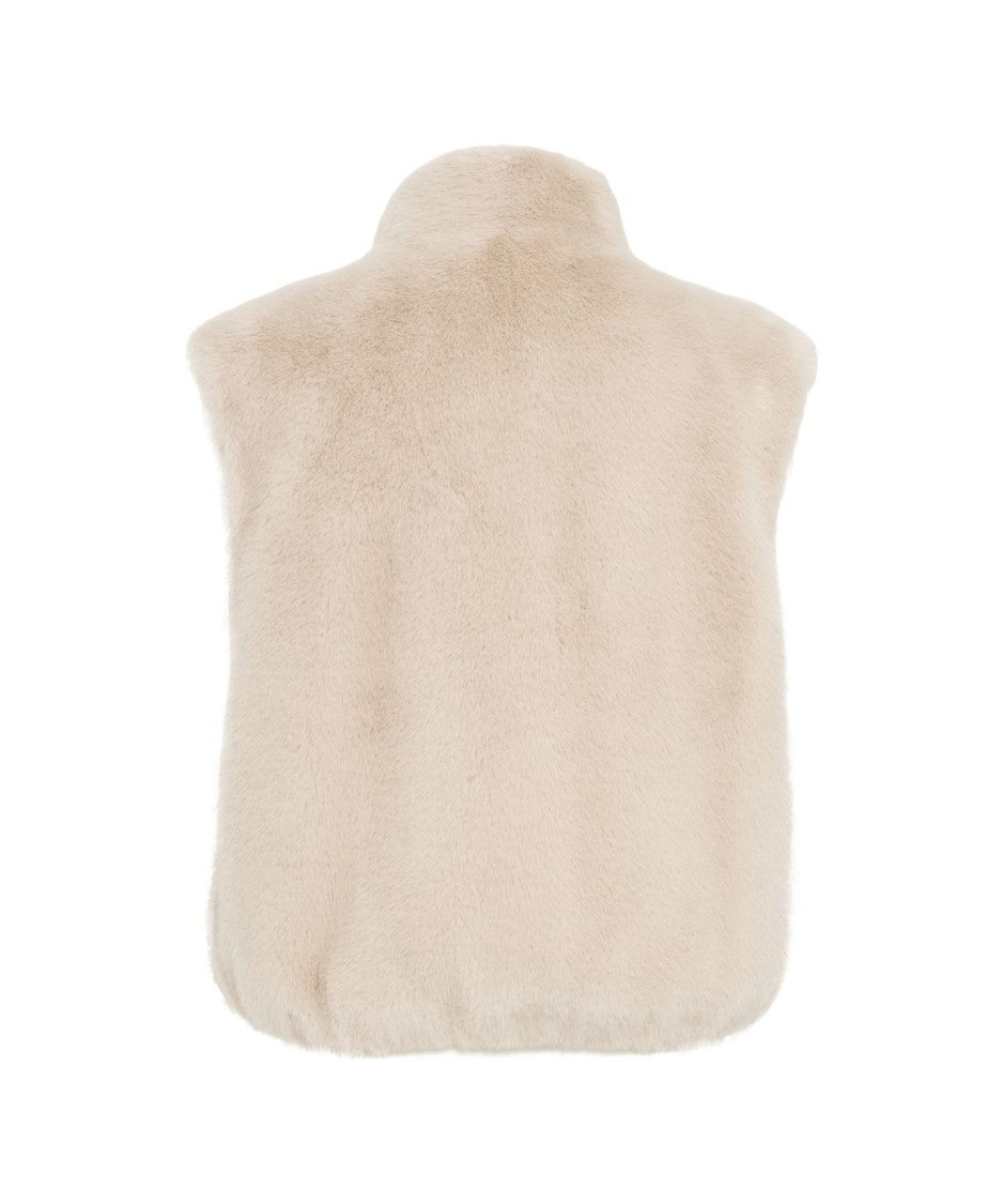 Herno High Collar Faux Fur Gilet With Hidden Closure