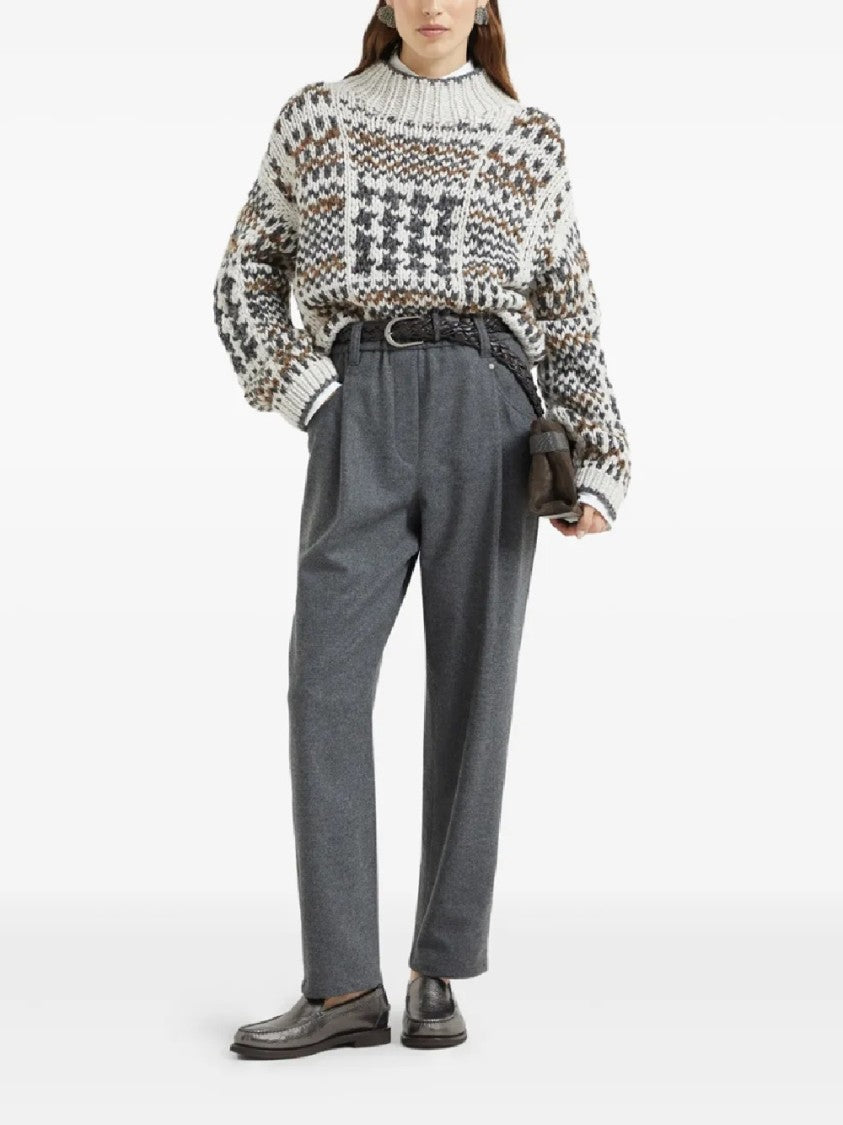 Brunello Cucinelli High-Waisted Trousers With Tapered Legs