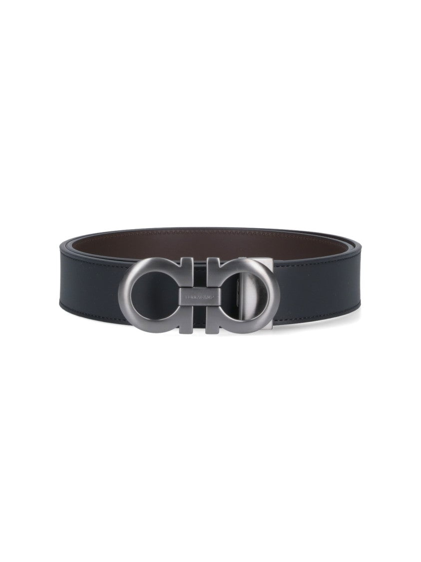 Ferragamo "Gancini" Reversible Belt Blue