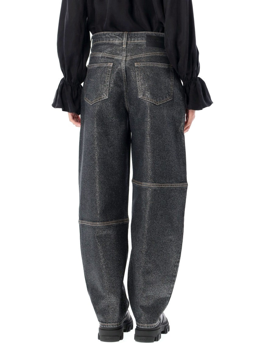 Ganni Loose-Fitting Foil Denim Pants