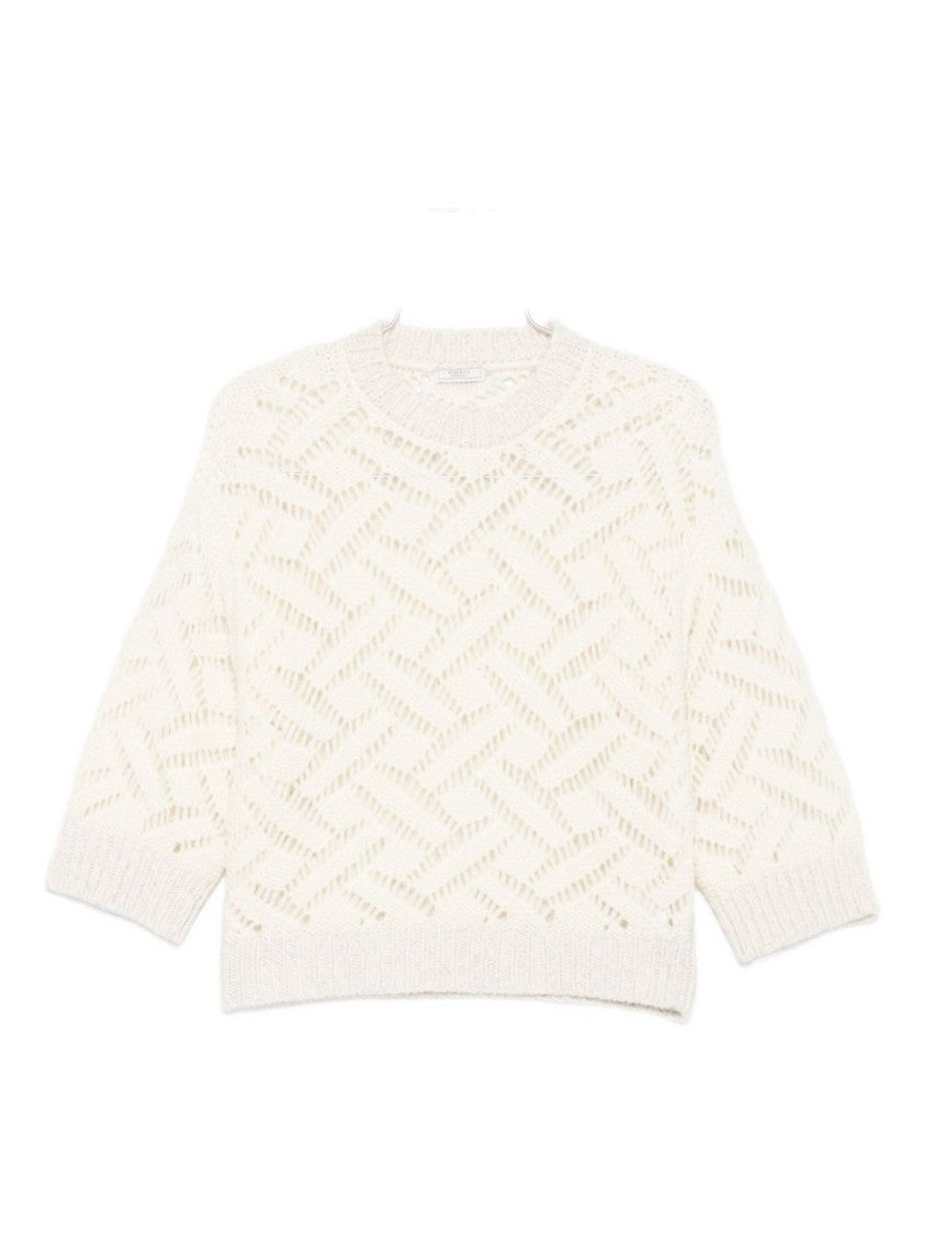 Peserico Textured White Alpaca Blend Sweater