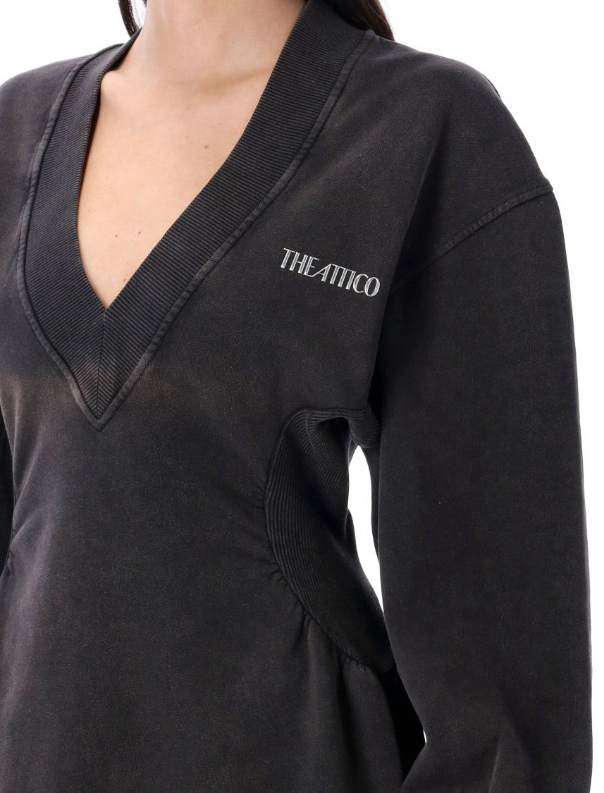 The Attico Fleece Mini Dress V Neck