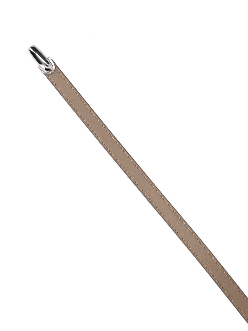 Savette Beige Slim Belt With Smooth Finish