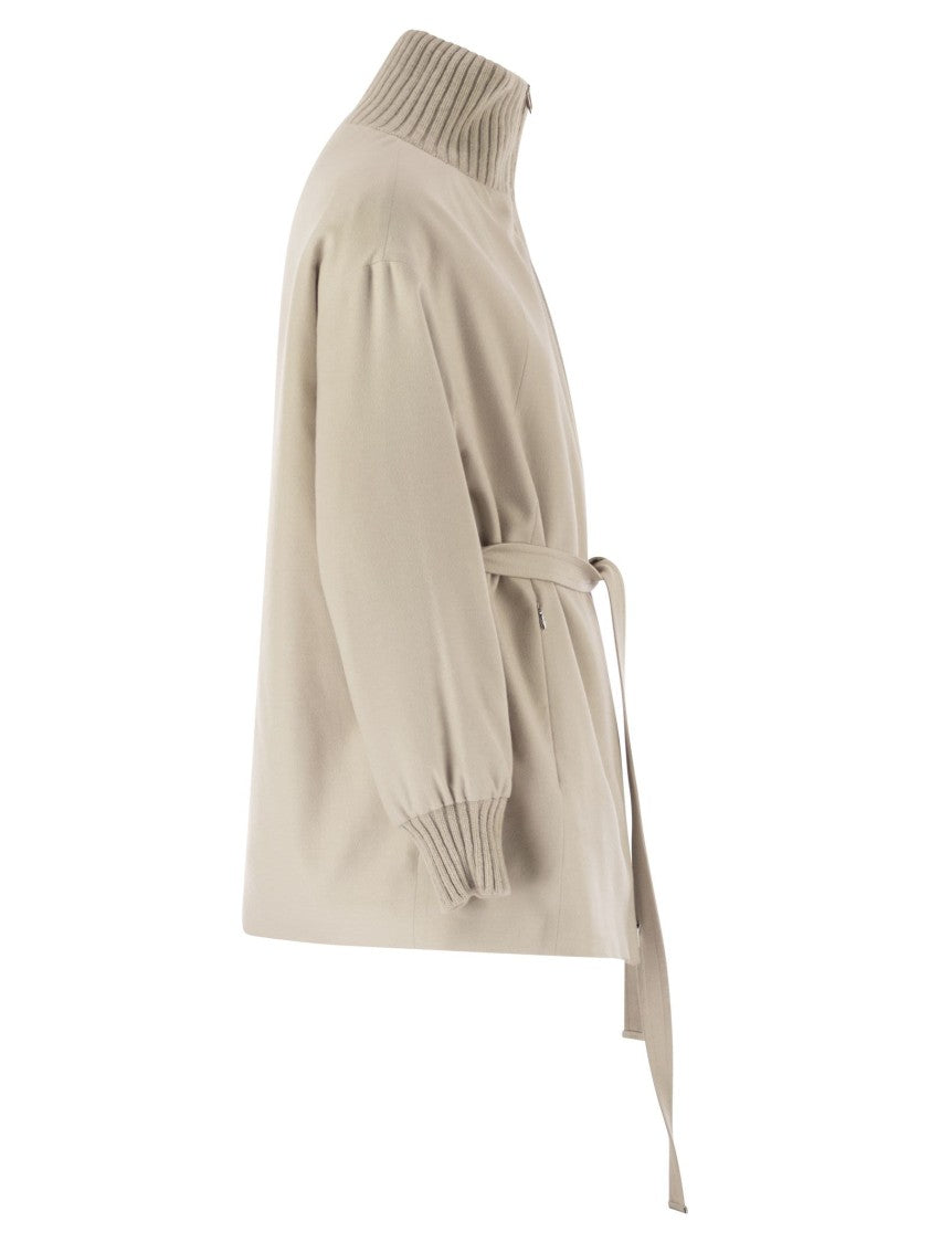 Herno Silk And Cashmere Jacket With Belt