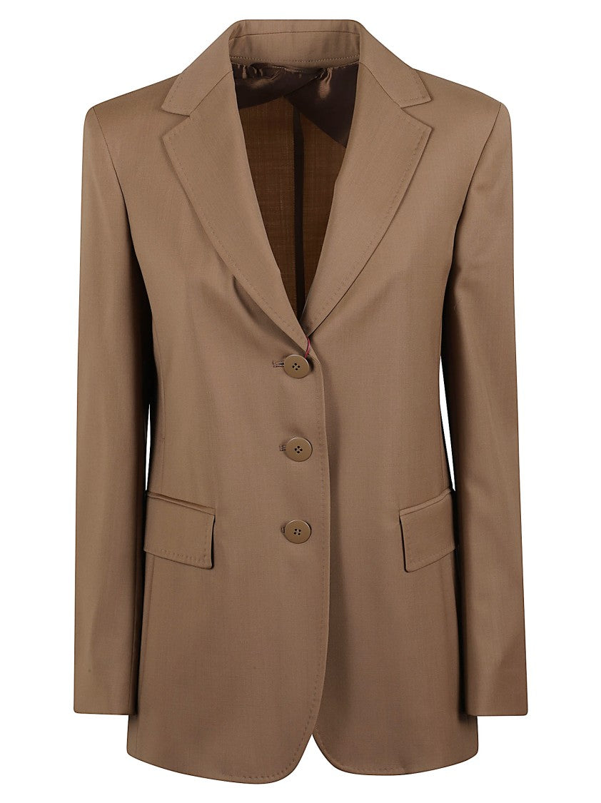 Max Mara Tailored Brown Wool Blazer With Notch Lapel