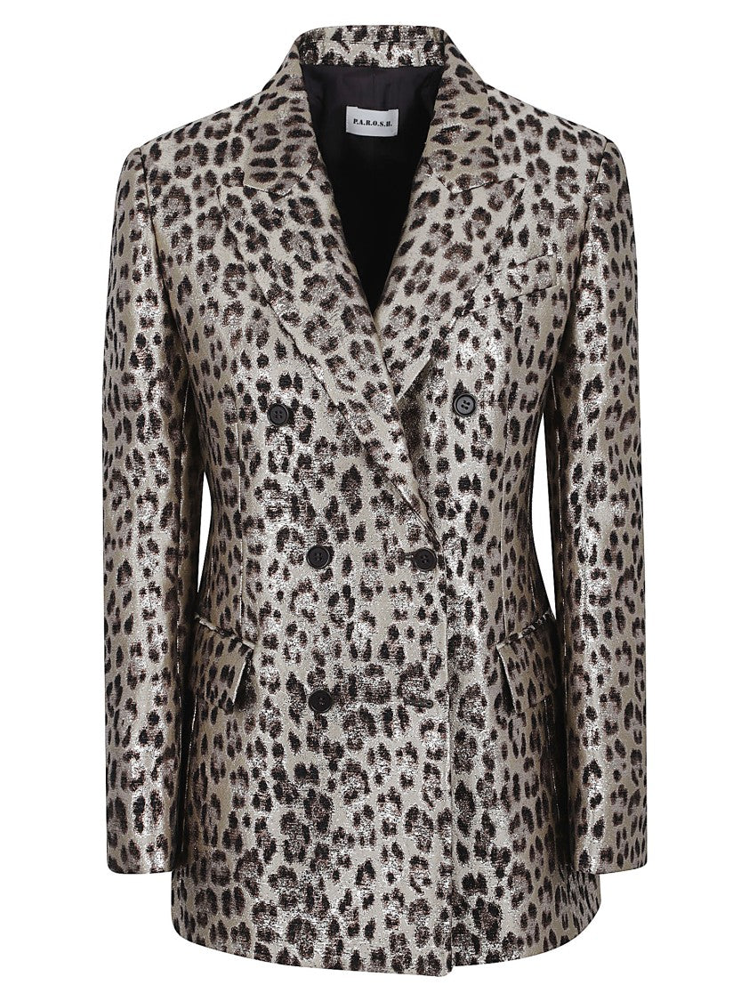 Parosh Spotted Jacquard Double-Breasted Jacket