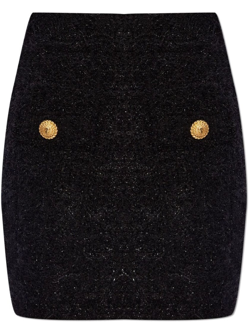 Balmain High-Waisted Bouclé Miniskirt