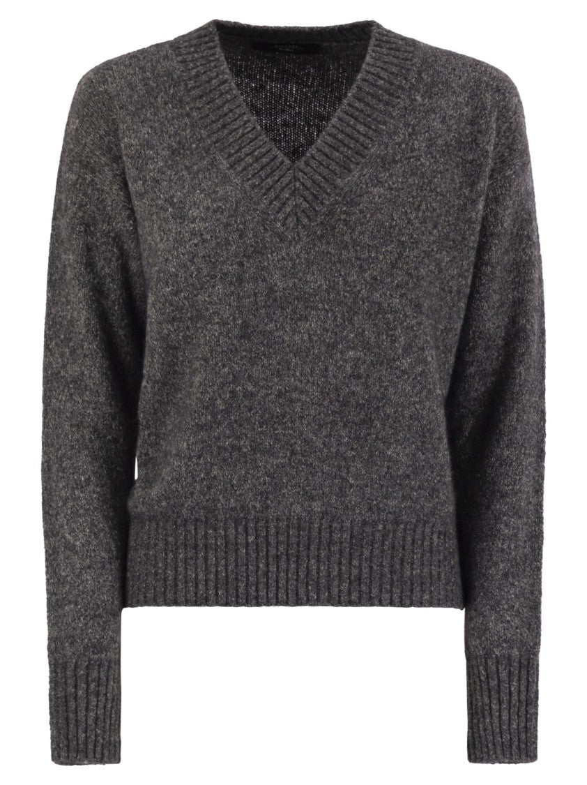 Max Mara Visita - V-Neck Sweater In Alpaca And Cotton
