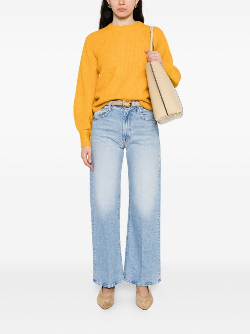 Twin-Set Yellow Balloon Sleeve Ribbed Knit Sweater