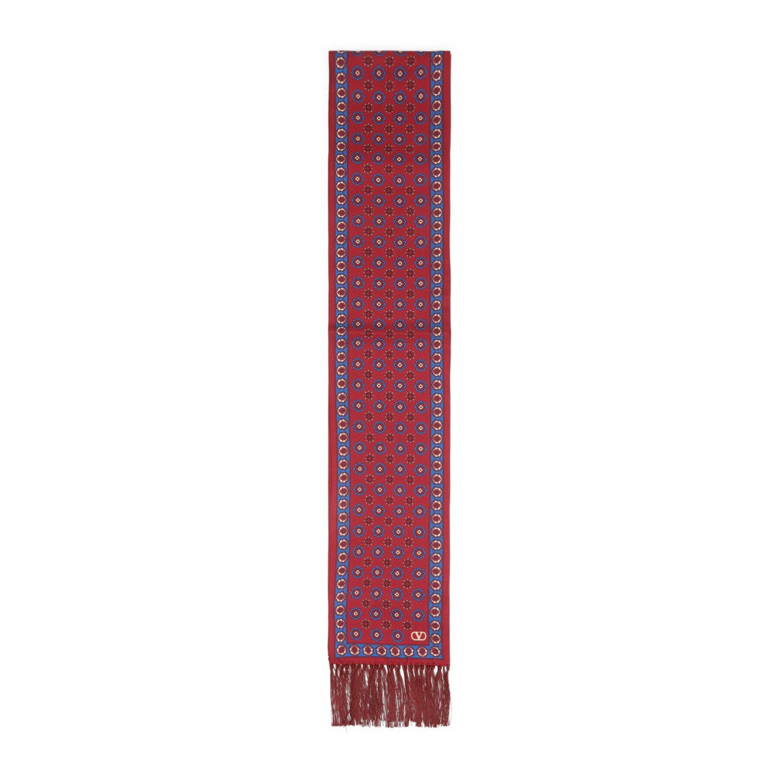 Valentino Intricate Patterned Red Silk Scarf
