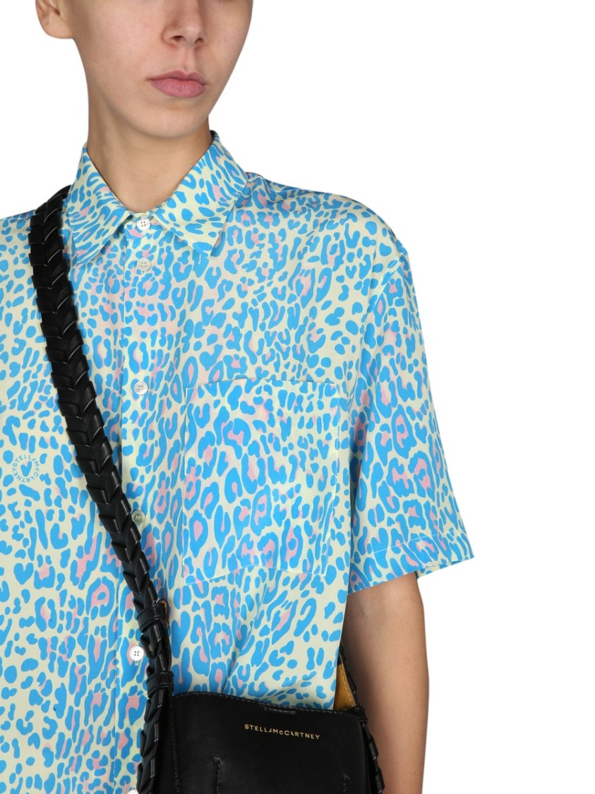 Stella Mccartney Short-Sleeved Silk Top With Pointed Collar