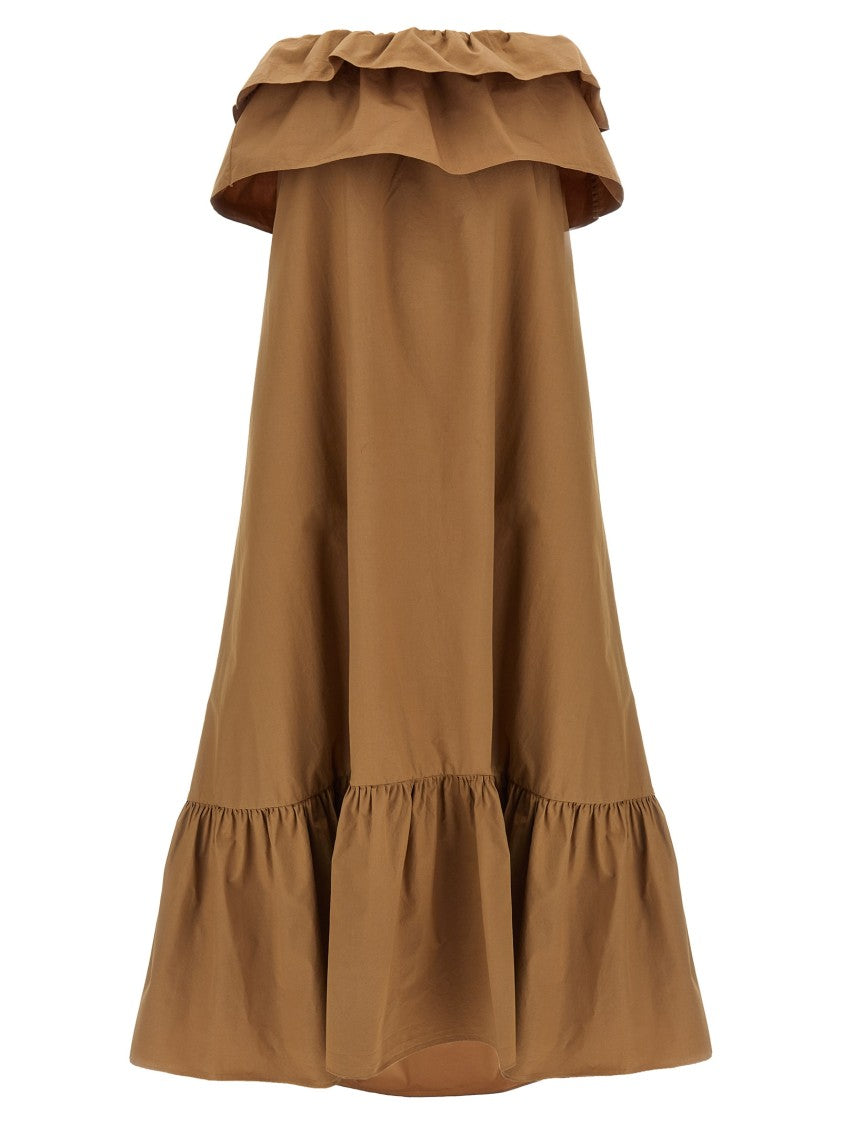 Saint Laurent Off-The-Shoulder Cotton Midi Dress