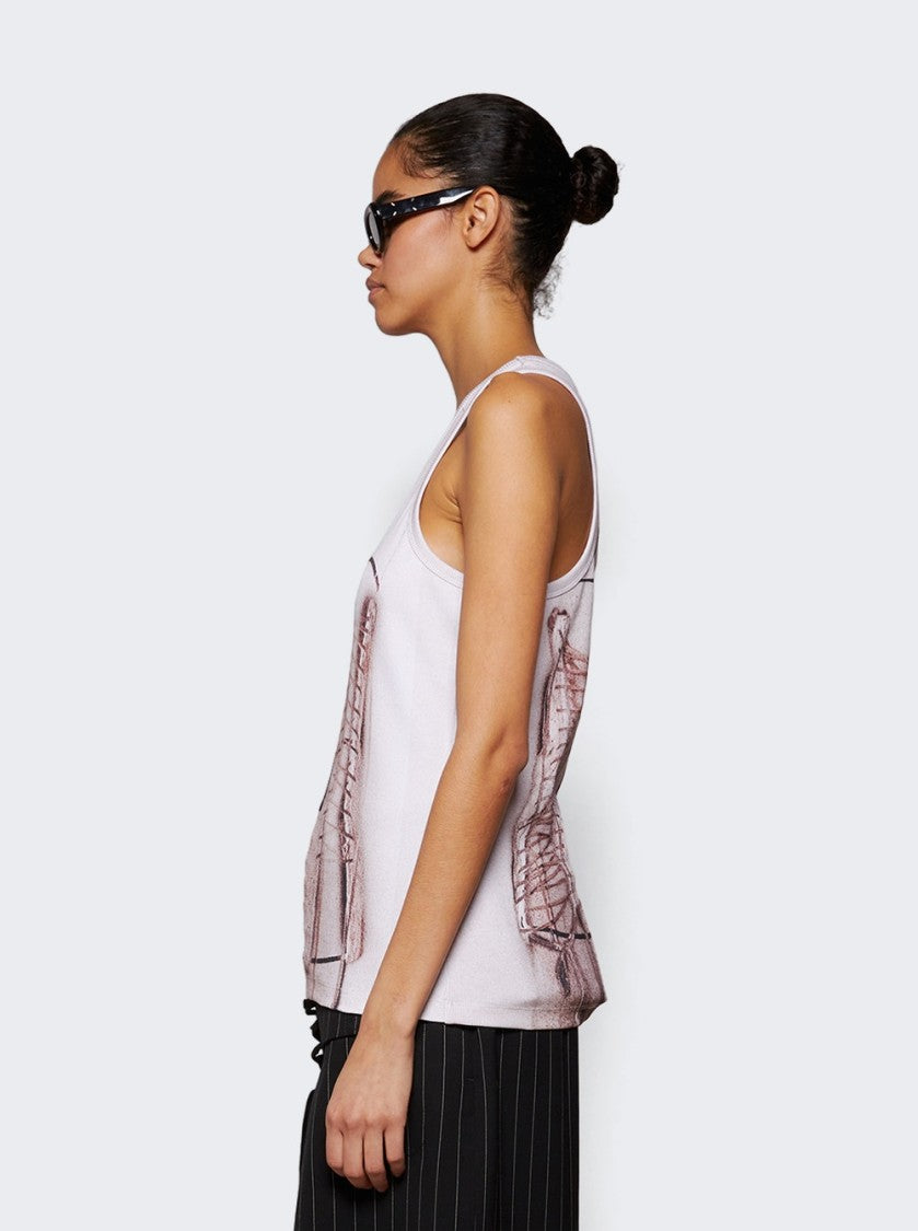 Jean Paul Gaultier Cotton Ribbed Corset Trompe-L’Œil Tank Top Dusty Pink