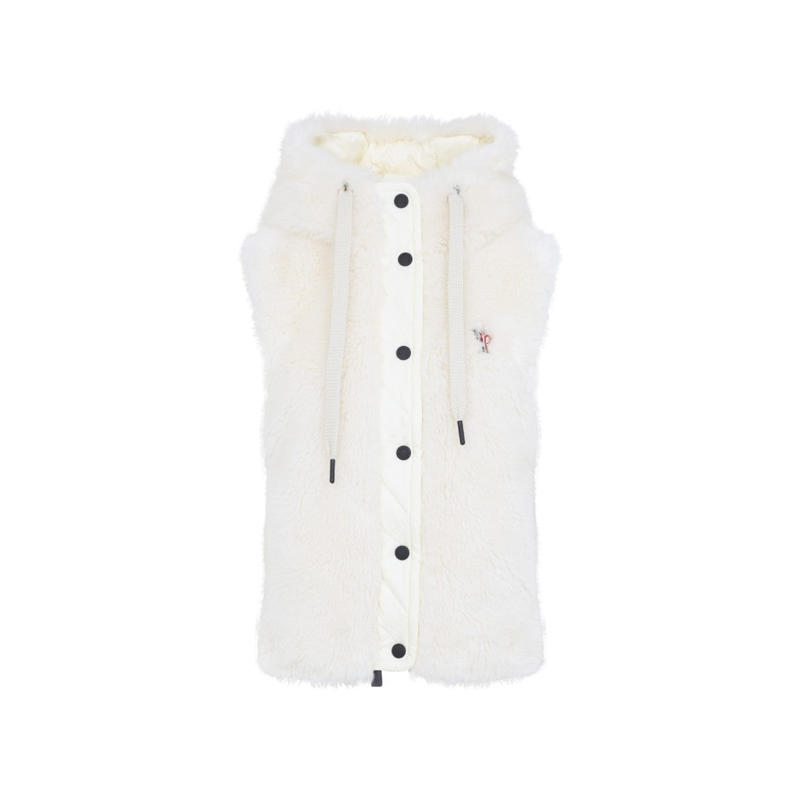 Moncler Grenoble Feather Down Waistcoat With Plush Texture And Hood