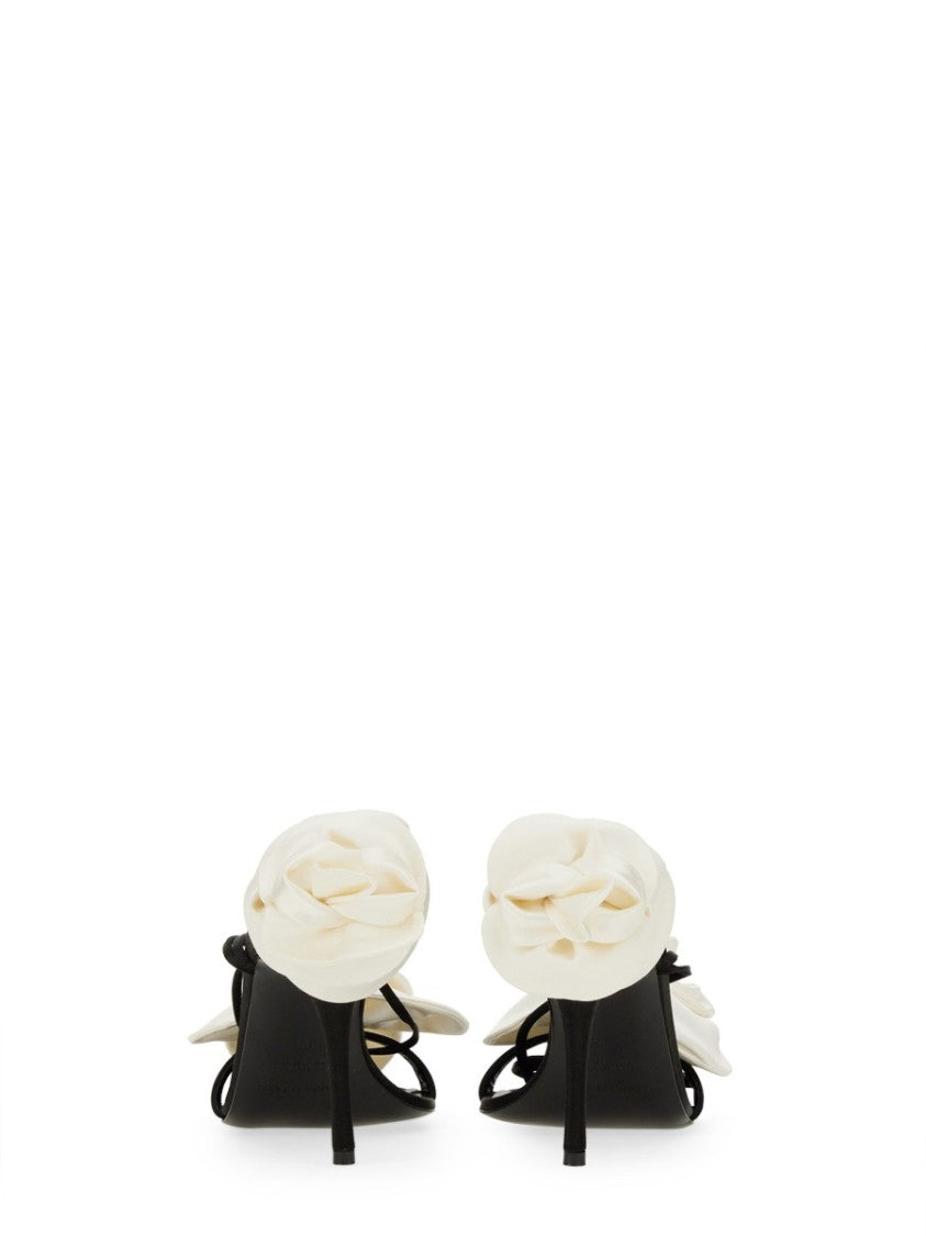 Magda Butrym Black High-Heeled Sandals With Floral Detail