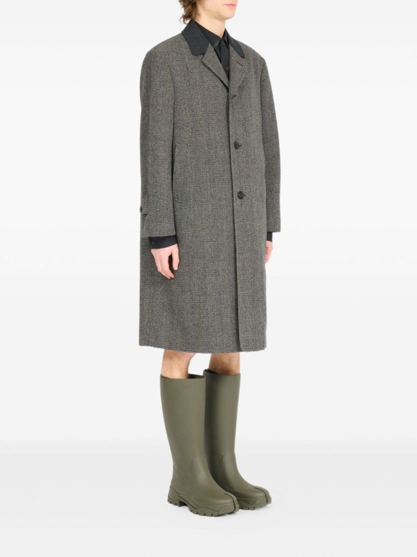 Maison Margiela Mid-Length Gray Coat With Textured Fabric